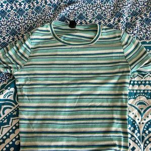 Blue striped crop top